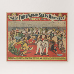Circus Poster toont de amusante capriolen van clow Legpuzzel