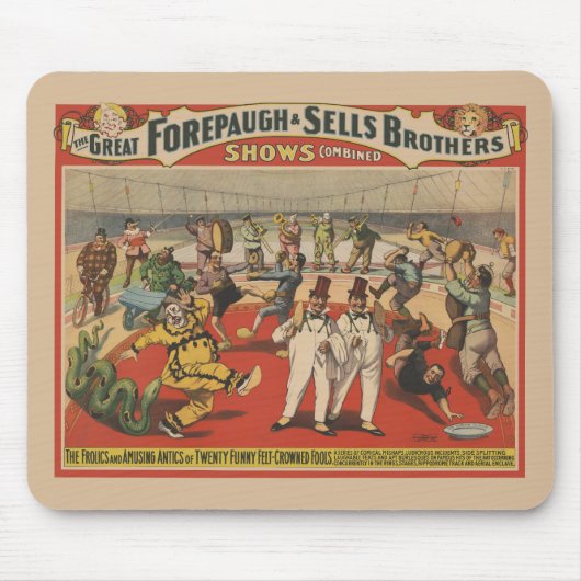 Circus Poster toont de amusante capriolen van clow Muismat (Voorkant)