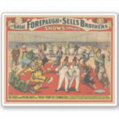 Circus Poster toont de amusante capriolen van clow Sticker (Voorkant)