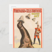 Circus Poster toont een Zee leeuw vangen Petten Briefkaart (Voorkant / Achterkant)