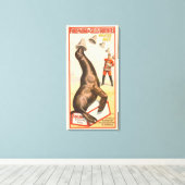 Circus Poster toont een Zee leeuw vangen Petten Canvas Afdruk (Insitu (Houten vloer))