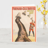 Circus Poster toont een Zee leeuw vangen Petten Kaart (Gele Bloem)