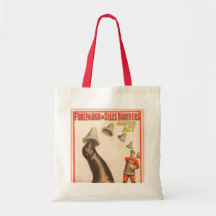 Circus Poster toont een Zee leeuw vangen Petten Tote Bag