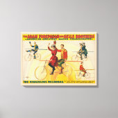Circus Poster toont fietsers op koorddans Canvas Afdruk (Voorkant)