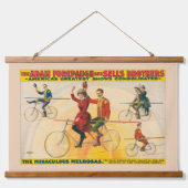 Circus Poster toont fietsers op koorddans Hangend Wandkleed (Voorkant)