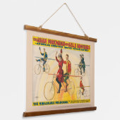 Circus Poster toont fietsers op koorddans Hangend Wandkleed (Gebogen)