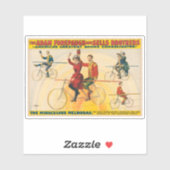 Circus Poster toont fietsers op koorddans Sticker (Vel)