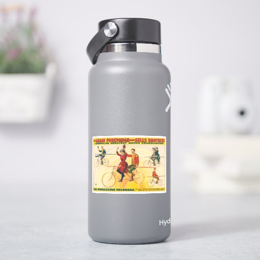 Circus Poster toont fietsers op koorddans Sticker (HydroFlask)