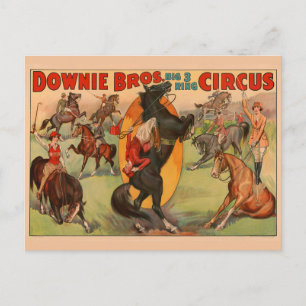 Circus Poster toont vele paarden die stunts doen. Briefkaart