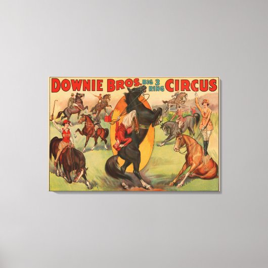 Circus Poster toont vele paarden die stunts doen. Canvas Afdruk (Voorkant)