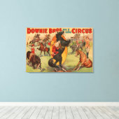 Circus Poster toont vele paarden die stunts doen. Canvas Afdruk (Insitu (Houten vloer))