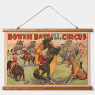 Circus Poster toont vele paarden die stunts doen. Hangend Wandkleed