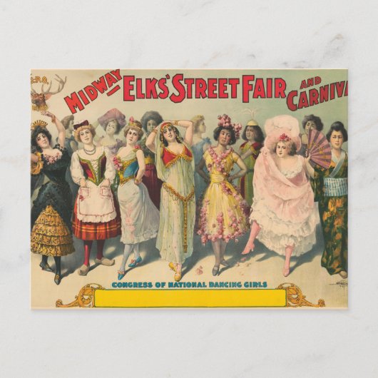 Circus Poster toont vrouwen in nationale kostuum Briefkaart (Voorkant)