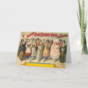 Circus Poster toont vrouwen in nationale kostuum Kaart