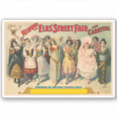 Circus Poster toont vrouwen in nationale kostuum Sticker (Voorkant)