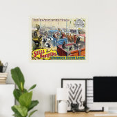 Circus Poster toont wilde dieren in kooien (Thuiskantoor)