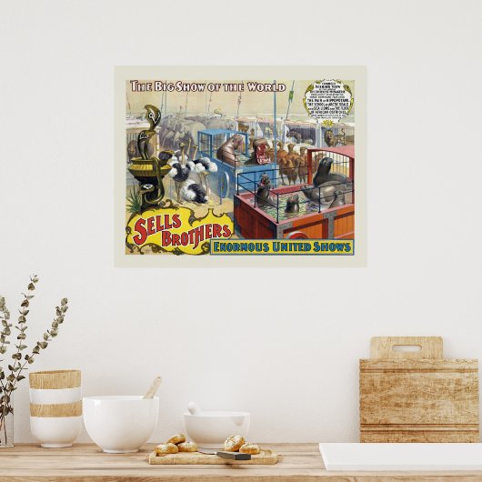 Circus Poster toont wilde dieren in kooien (Keuken)