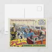 Circus Poster toont wilde dieren in kooien Briefkaart (Voorkant / Achterkant)