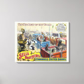 Circus Poster toont wilde dieren in kooien Canvas Afdruk (Voorkant)