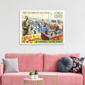 Circus Poster toont wilde dieren in kooien Canvas Afdruk (Insitu (Woonkamer))