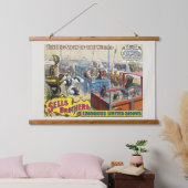 Circus Poster toont wilde dieren in kooien Hangend Wandkleed (Slaapkamer)