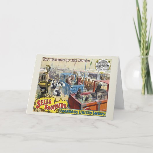 Circus Poster toont wilde dieren in kooien Kaart (Voorkant)
