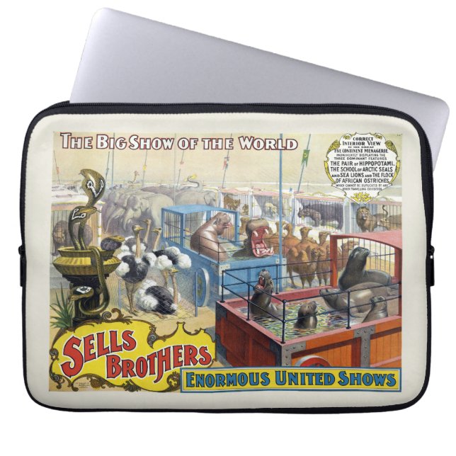 Circus Poster toont wilde dieren in kooien Laptop Sleeve (Voorkant)