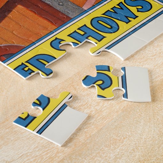 Circus Poster toont wilde dieren in kooien Legpuzzel (Zijkant)