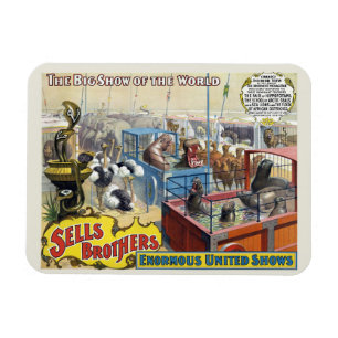 Circus Poster toont wilde dieren in kooien Magneet