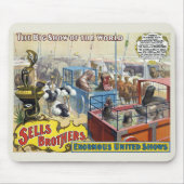 Circus Poster toont wilde dieren in kooien Muismat (Voorkant)