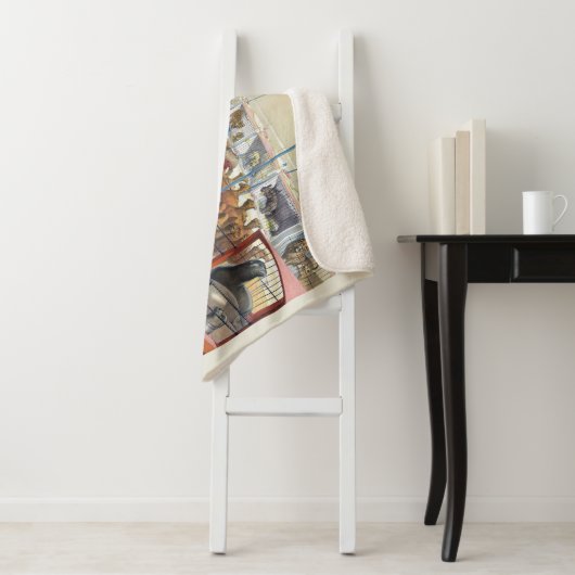 Circus Poster toont wilde dieren in kooien Sherpa Deken (In situ)