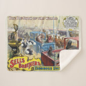 Circus Poster toont wilde dieren in kooien Sherpa Deken (Voorkant (horizontaal))