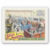 Circus Poster toont wilde dieren in kooien Sticker (Voorkant)