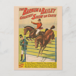 Circus Poster van 2 pony's springen over een obsta Briefkaart