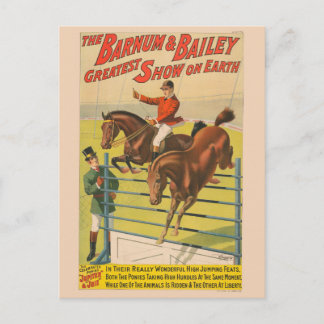 Circus Poster van 2 pony's springen over een obsta Briefkaart