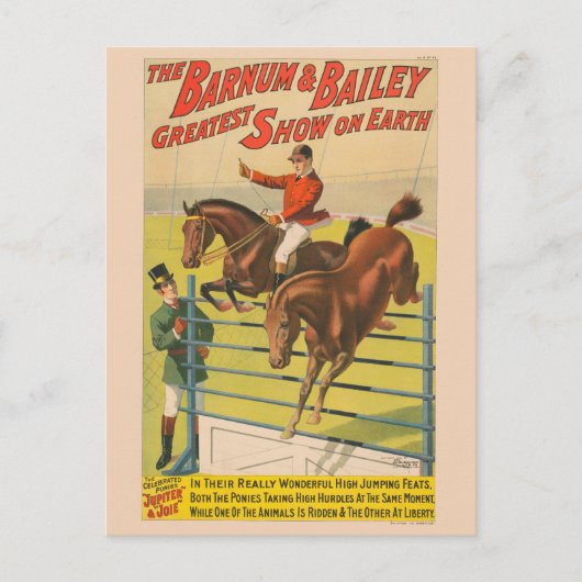 Circus Poster van 2 pony's springen over een obsta Briefkaart (Voorkant)