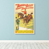 Circus Poster van 2 pony's springen over een obsta Canvas Afdruk (Insitu (Houten vloer))