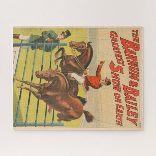 Circus Poster van 2 pony's springen over een obsta Legpuzzel (Horizontaal)