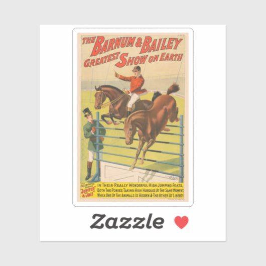 Circus Poster van 2 pony's springen over een obsta Sticker (Vel)