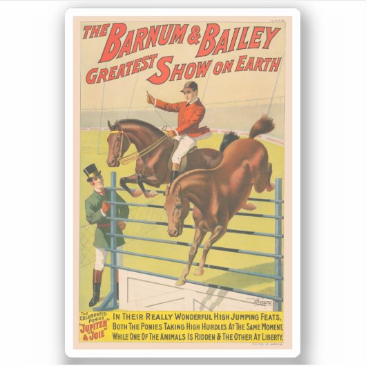 Circus Poster van 2 pony's springen over een obsta Sticker (Voorkant)