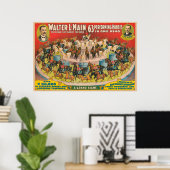 Circus Poster van 63 optredende paarden in één rin (Thuiskantoor)