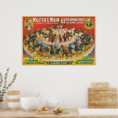 Circus Poster van 63 optredende paarden in één rin (Keuken)