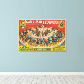 Circus Poster van 63 optredende paarden in één rin Canvas Afdruk (Insitu (Houten vloer))