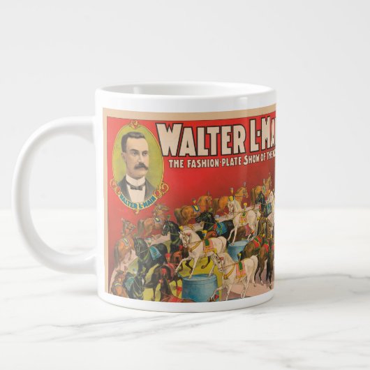 Circus Poster van 63 optredende paarden in één rin Grote Koffiekop (Links)