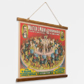 Circus Poster van 63 optredende paarden in één rin Hangend Wandkleed (Gebogen)
