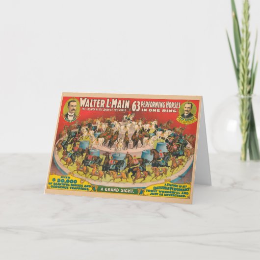 Circus Poster van 63 optredende paarden in één rin Kaart (Voorkant)