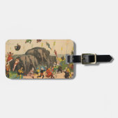 Circus Poster van acrobaten springen over olifante Bagagelabel (Voorkant horizontaal)