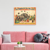 Circus Poster van acrobaten springen over olifante Canvas Afdruk (Insitu (Woonkamer))