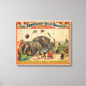 Circus Poster van acrobaten springen over olifante Canvas Afdruk (Voorkant)