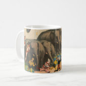 Circus Poster van acrobaten springen over olifante Koffiemok (Voorkant links)